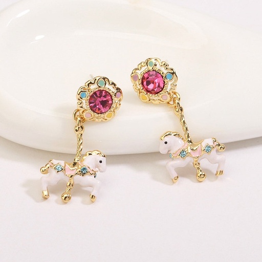 Rose Petal Red Pink Flower Enamel Earrings