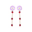Purple White Daisy Flower And Ladybug Tassel Enamel Stud Earrings Jewelry Gift