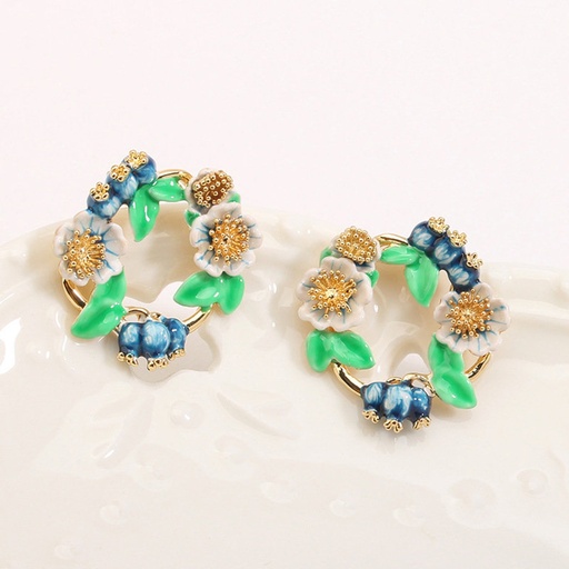 Peacock Enamel Hook Earrings