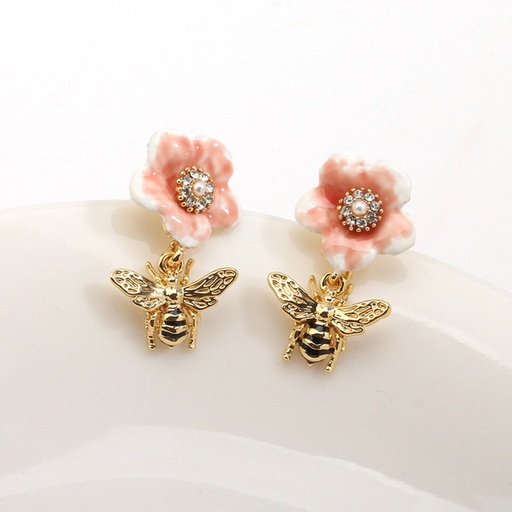 Peacock And Red Rose Flower Enamel Bangle Bracelet
