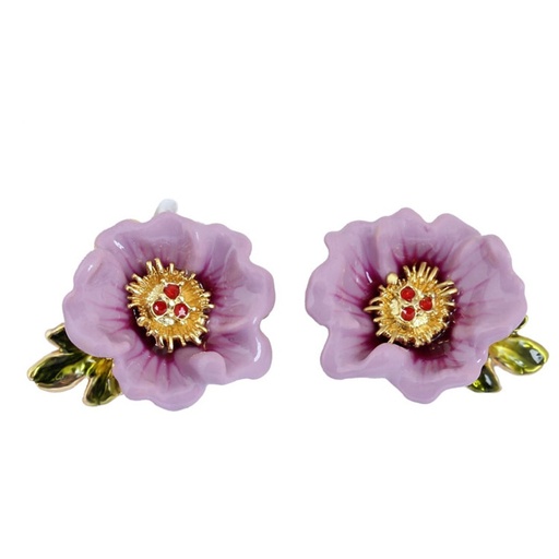 Purple Flower Enamel Stud Earrings