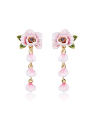 [21112129] Orange Flower Pearl Enamel Brooch