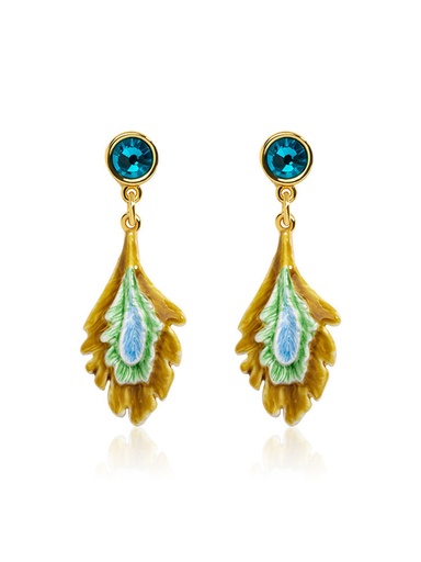 Red Rhinestone Crystal Snake Shape Gold Plated Earrings