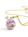 Rabbit Bunny Purple Flower Box Enamel Neclace Key Pendant With Chains
