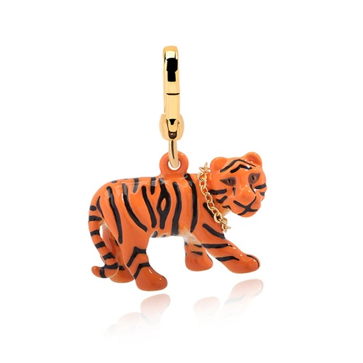 Orange Black Tiger Enamel Necklace Key Pendant With Chains