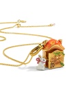 Rabbit Bunny Mushroom House Enamel Necklace Key Pendant With Chains Jewelry Gift