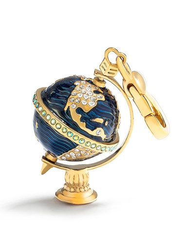 Green Blue Globe With Zircon Enamel Necklace Key Pendant With Chains Jewelry Gift