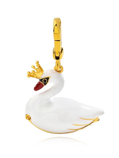 White Swan Enamel Necklace Key Pendant With Chains Jewelry Gift