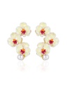 Butterfly Orchid Blossom Flower Pearl Enamel Stud Earrings