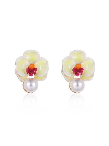White and Black Diamond Shape Enamel Stud Earrings Jewelry Gift