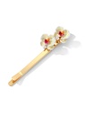 Yellow Orange Red Butterfly Orchid Flower Pearl Enamel Hair Pin