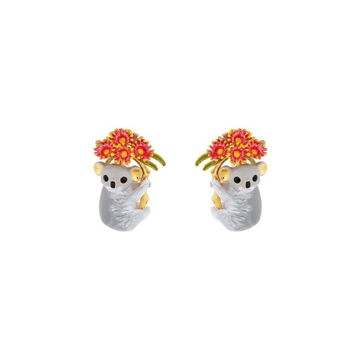 Cute Koala And Flower Enamel Stud Earrings Jewelry Gift