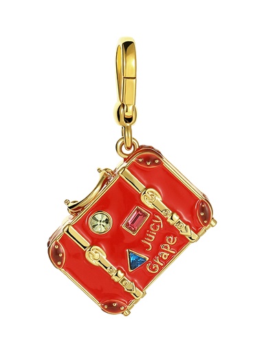 Red Luggage With Crystal Enamel Pendant Necklace With Two Chains Jewelry Gift