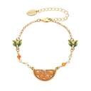Orange Lemon Slice With Zircon And Leaf Enamel Charm Bracelet