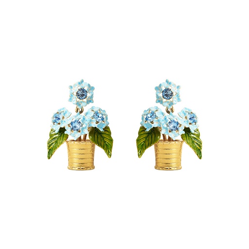 Sloth Green Leaf Pink Flower C Shape Enamel Hoop Earrings Jewelry Gift