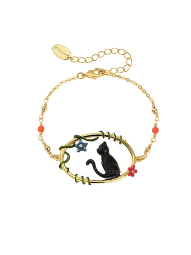 Black Cat Kitty Kitten Enamel Thin Bracelet Jewelry Gift