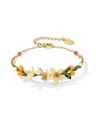 Orange Blossom Flower Kumquat Pearl Enamel Bracelet Jewelry Gift