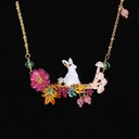 Enchanted Encounters Rabbit Mushroom Collar Enamel Necklace