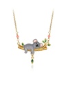 Sleeping Koala On A Branch Enamel Pendant Necklace Jewelry Gift