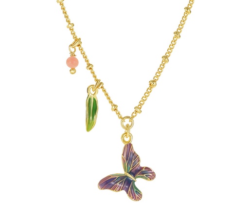 Squirrel Bird Flower House Enamel Necklace Key Pendant With Chains