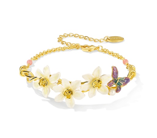 Cat Kitty Kitten Red Purple Flower Enamel Thin Bracelet