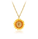 Sunflower And Crystal Enamel Pendant Necklace Jewelry Gift