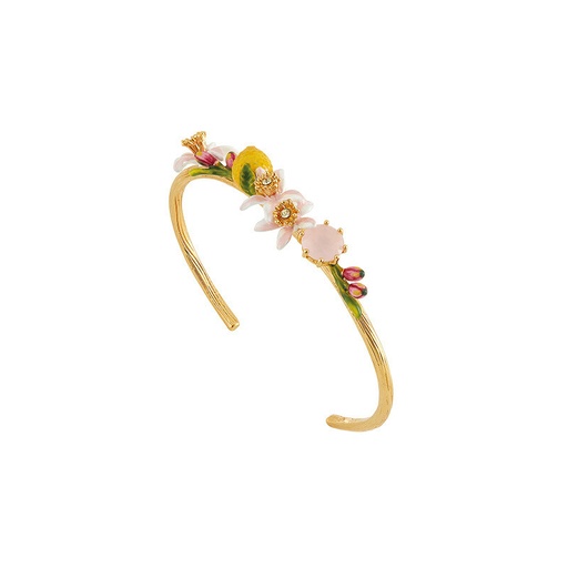 Lemon Flower Blossom And Stone Enamel Bangle Bracelet