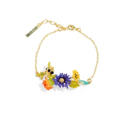 [22092488] Orange Blossom Flower Kumquat Pearl Enamel Bracelet Jewelry Gift