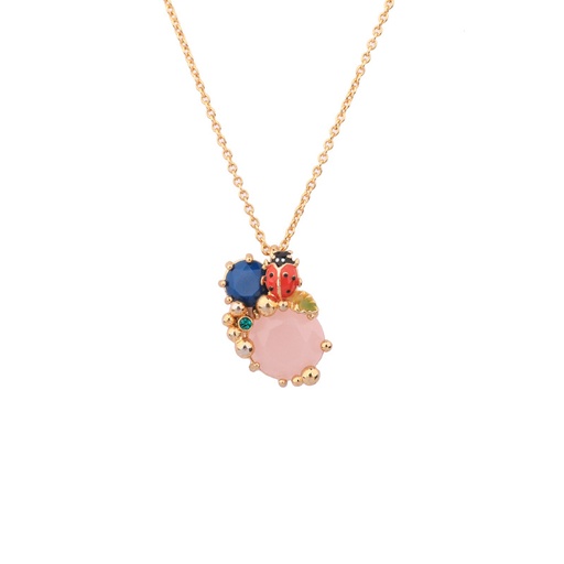 Robin Bird On A Flowering Branch With Pine Cone Enamel Necklace