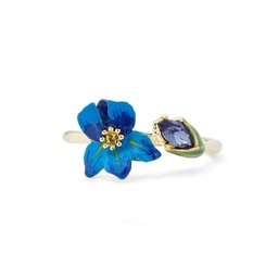 [22092497] Pink Red Flower Enamel Adjustable Ring Jewelry Gift
