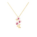 Butterfly Orchid Flower Blossom Enamel Pendant Necklace