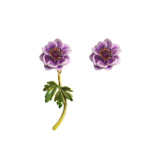 Yellow Sunflower And Bee Crystal Enamel Dangle Earrings