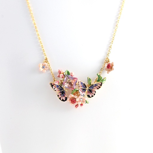 Flower With Butterfly And Pearl Enamel Stud Earrings Jewelry Gift