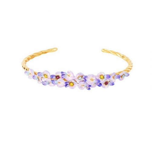 Purple Flower Blosssom Wisteria Enamel Bangle Bracelet