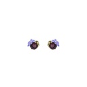 Purple Flower Blosssom Wisteria And Stone Enamel Stud Earrings