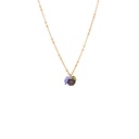 Purple Flower Blosssom Wisteria And Crystal Enamel Pendant Necklace