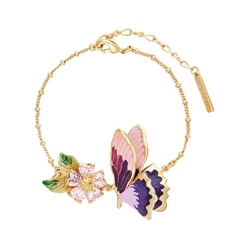 Colorful Butterfly And Crystal Enamel Thin Bracelet