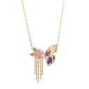 Colorful Butterfly And Crystal Enamel Pendant Necklace
