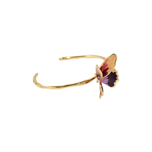 Colorful Butterfly Enamel Adjustable Bangle Bracelet