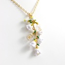 Lily of the Valley White Flower Blossom Enamel Pendant Necklace