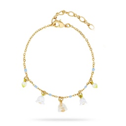 [22122555] Butterfly Heart Pearl Enamel Charm Bracelet Jewelry Gift