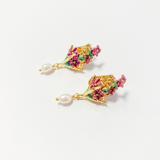 Flower and Peacock Enamel Adjustable Ring