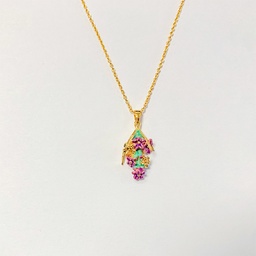 [22122559] Peacock and Flower Enamel Cuff Adjustable Bracelet Jewelry Gift
