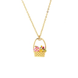 [22122564] Cherry Blossom Flower Pearl Enamel Pendant Necklace Jewelry Gift