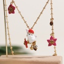 Cute Bunny Rabbit And Flower Enamel Pendant Necklace