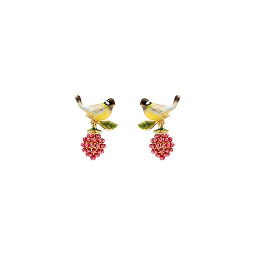 Blue Flower And Stone Enamel Stud Earrings