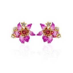[23032582] Blue Flower And Stone Enamel Adjustable Ring