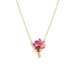 [23032583] Blue Flower And Pearls Enamel Bracelet