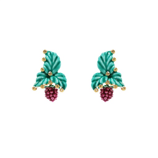 Lemon Flower Blossom And Crystal Enamel Chain Earrings