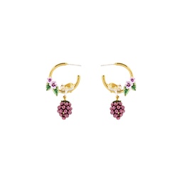 [23032629] Pink Flower de Luce Irises And Stone Enamel Necklace
